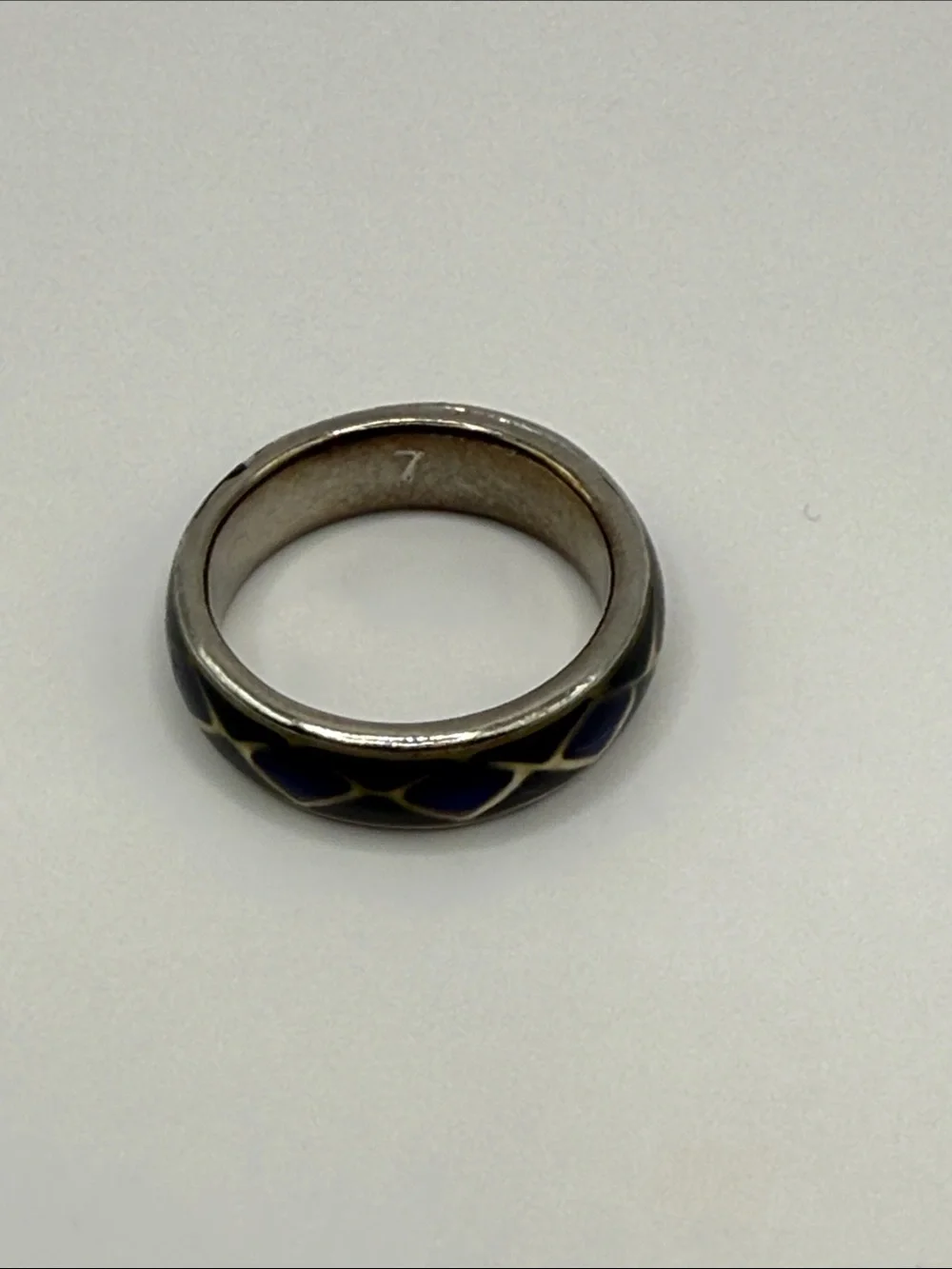 Vintage Silver Tone Black Mood Ring Size 7